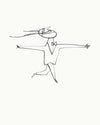 a whimsical hand-drawn image of a man with a comically long mustache. He is wearing a suit and bowtie and runs freely with his arms wide open and a smile on his face.