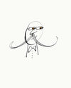 a whimsical hand-drawn image of a man with a comically long mustache. He has actual caviar beads for eyes and he looks off to the side with a knowing glance.