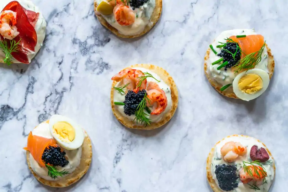 caviar and smoked salmon no-cook spring appetizer from Petrossian